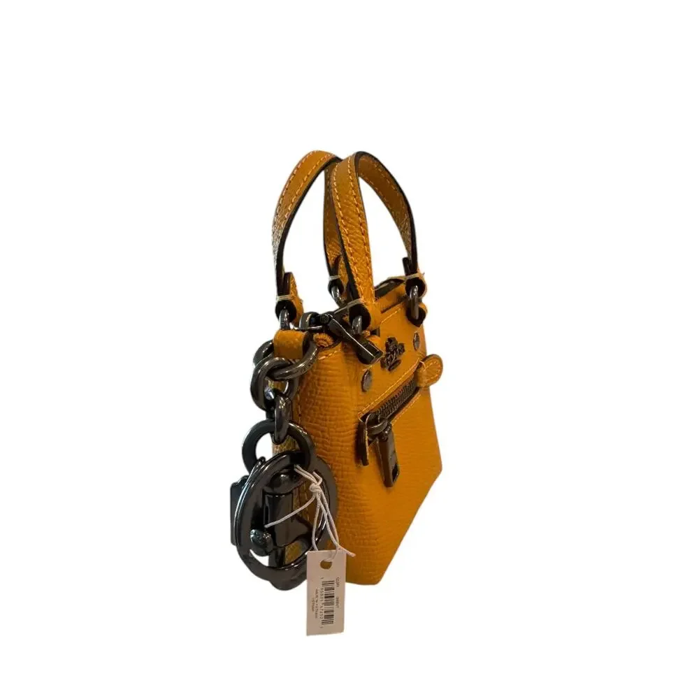 COACH mini Gallery leather bag charm tote keychain Buttercup
